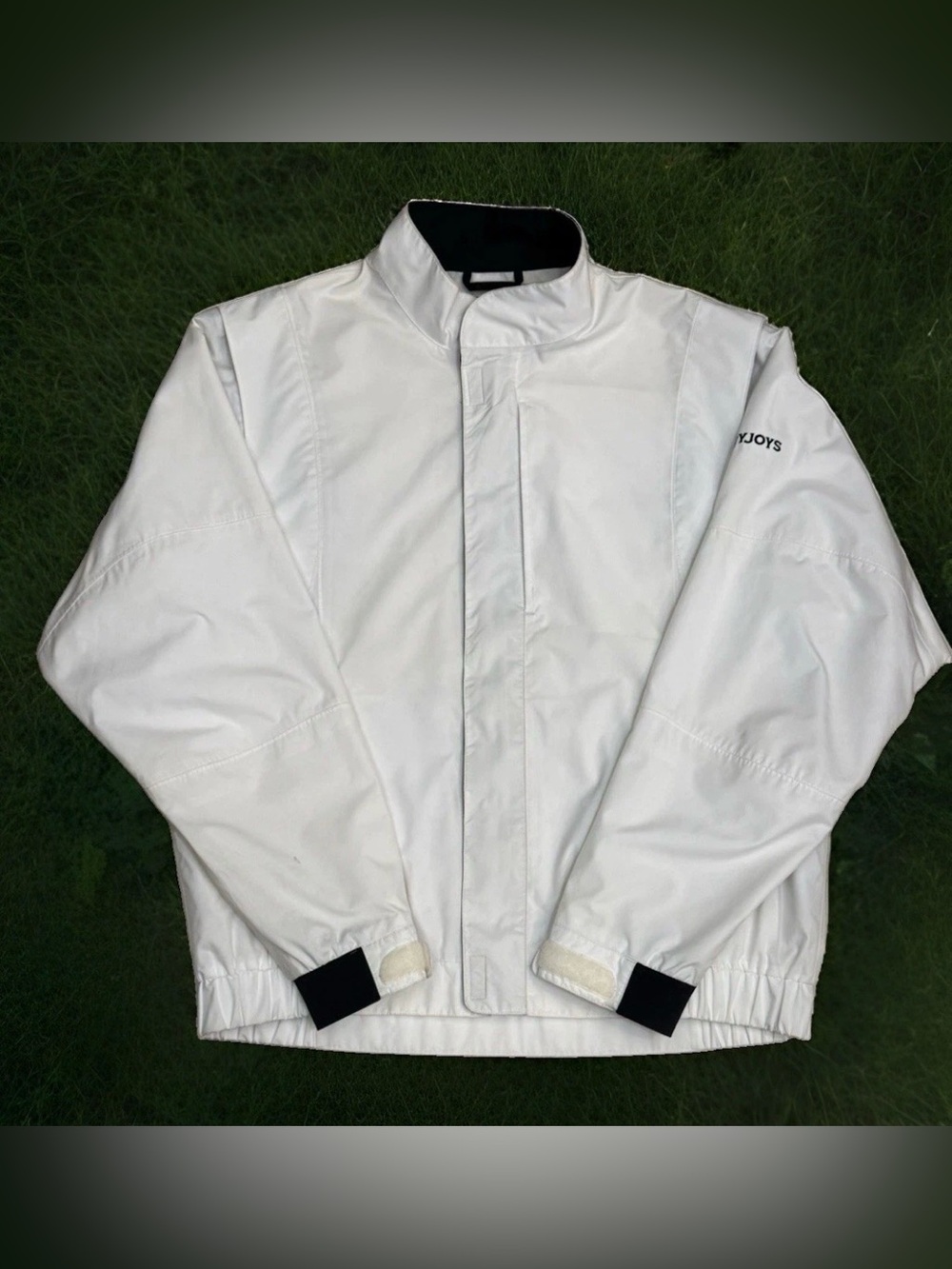FootJoy DryJoys Jacket Mens Large White Full
Zip Mock Windbreaker Golf Rain Coat